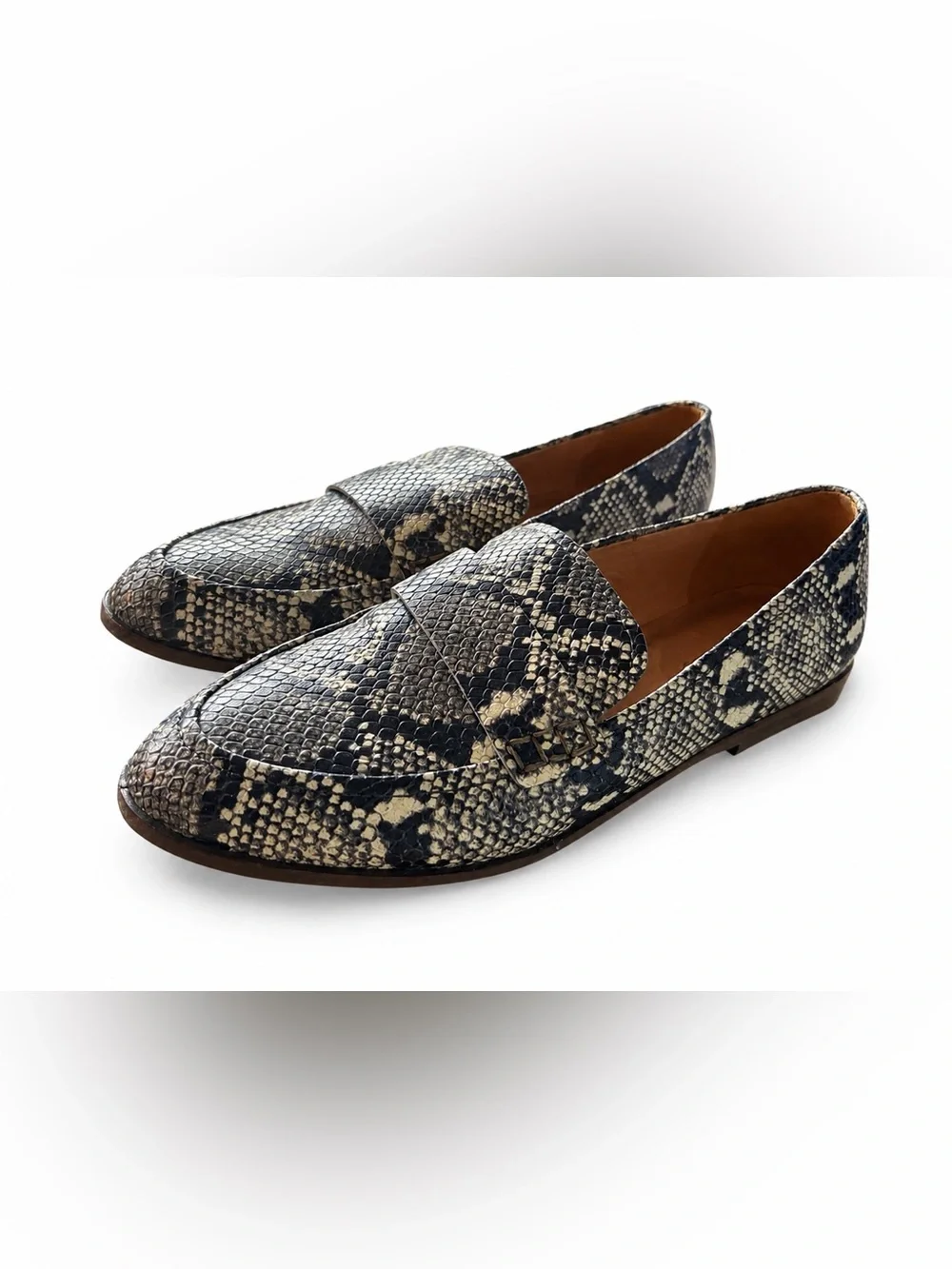 Madewell Alex Snake Print Leather Penny Loafers Size 8